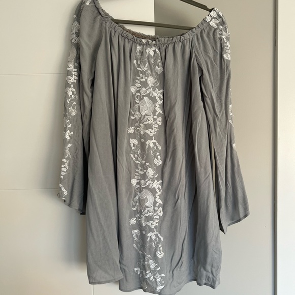 Tobi Blue-Grey Off the Shoulder Dress - L - Picture 2 of 9